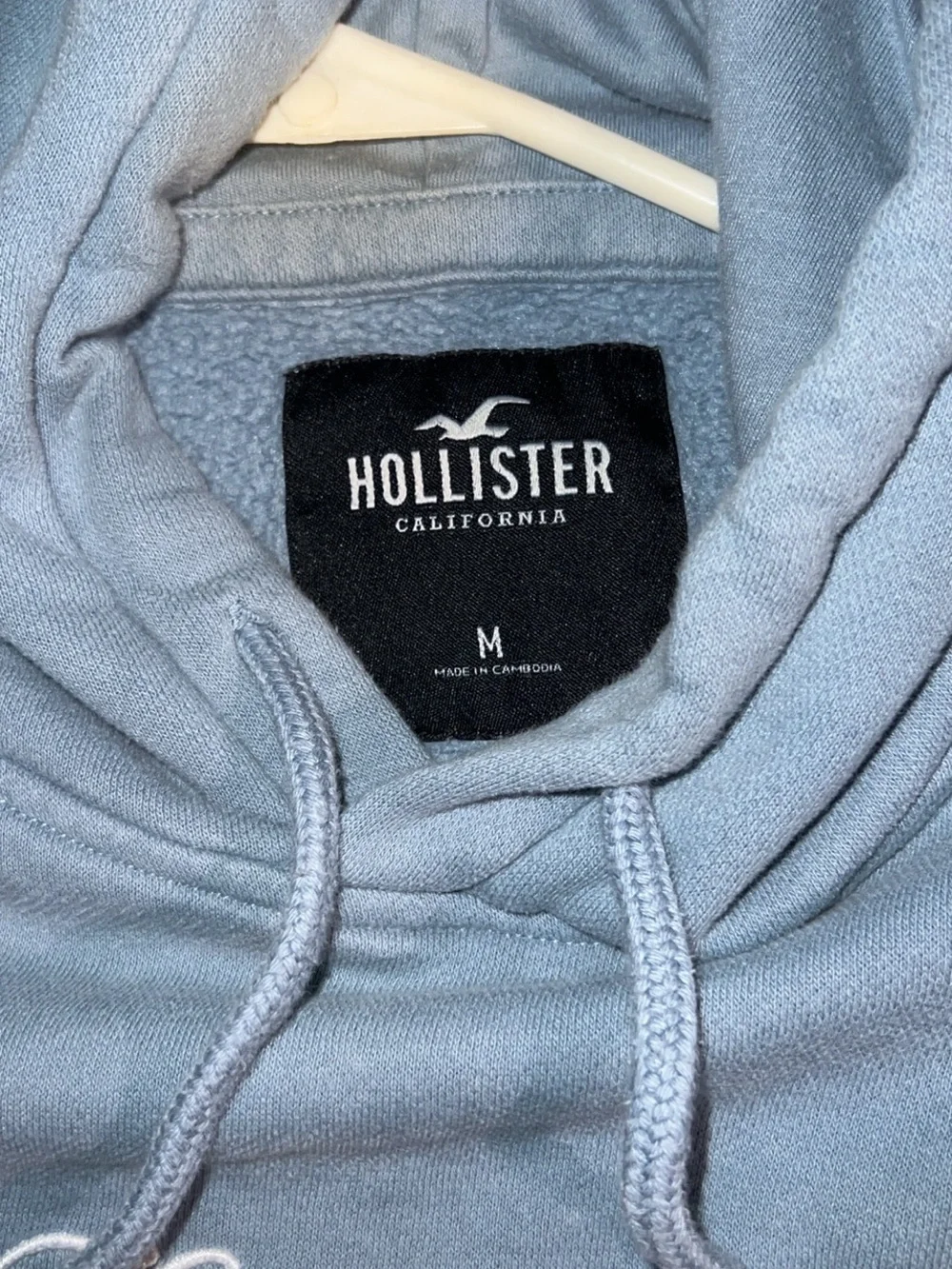 Hollister Light Blue Pullover Hoodie with Script Logo
